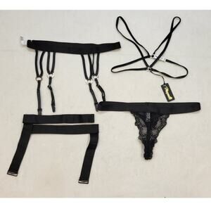 Mapale Black Four Piece Lingerie Set Large